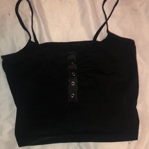 Black button up crop top